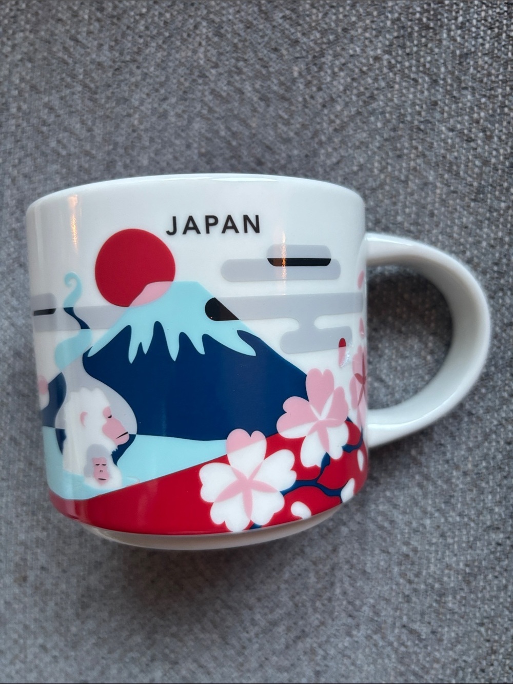 Starbucks Japan Mug - White with Red, Blue & Pink Design
